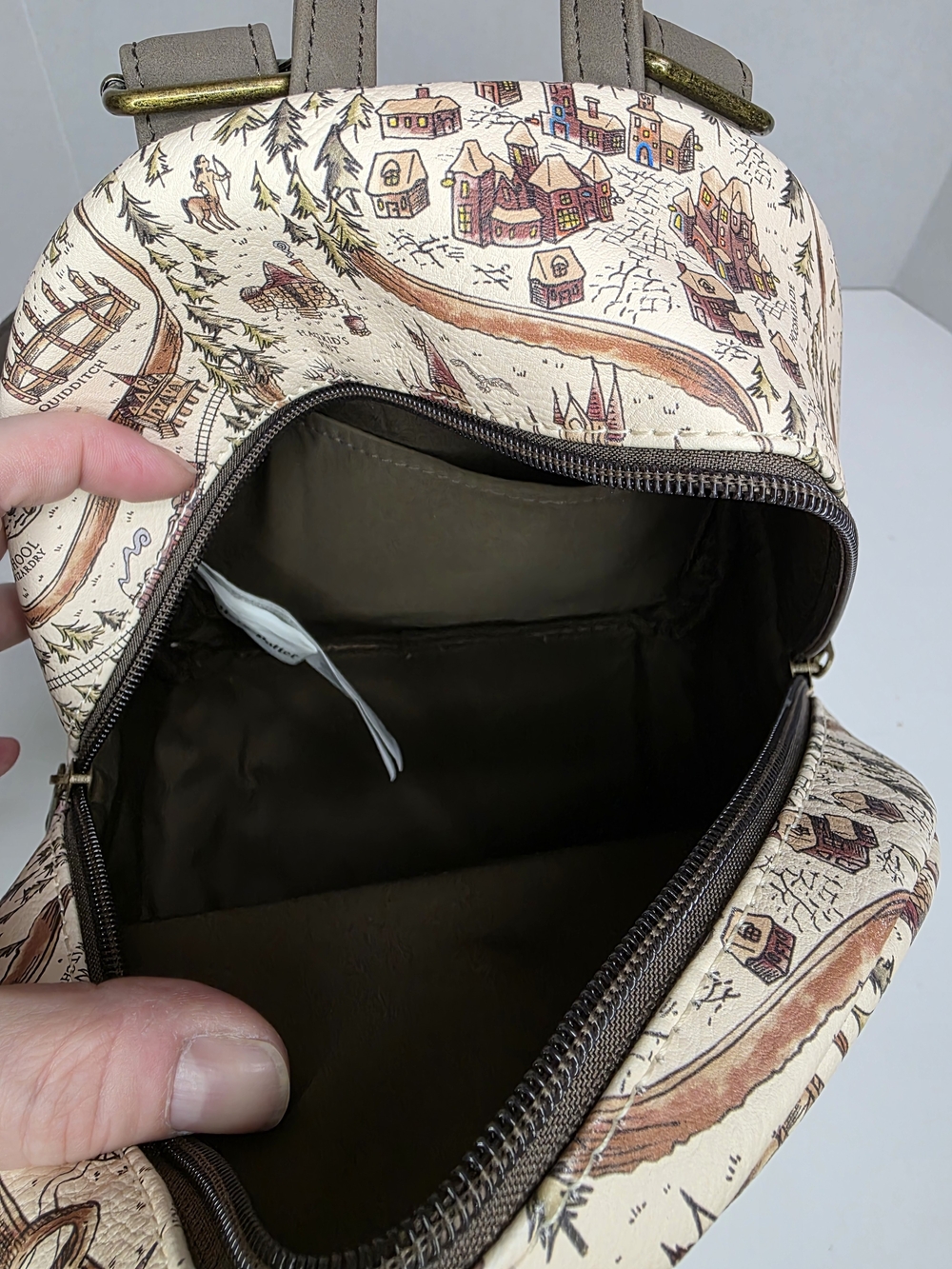 Harry Potter Loungefly Map Print Mini Backpack - Cream/Brown/Green - Picture 8 of 13